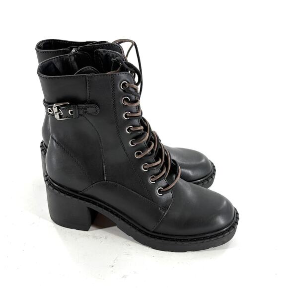 Zodiac Paxon Combat Boots 7 Black NWOT Lace Up Ankle Booties Heel Grunge 90s Y2k - Picture 3 of 7